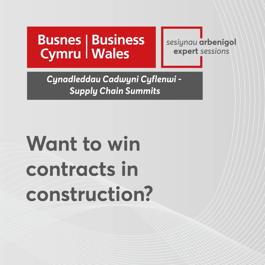🚨Supply Chain Opportunities (Construction 2); 

In this session, you will hear first-hand from two leaders in the Welsh construction industry who regularly work with SMEs through Business Wales and Sell2Wales.

Available to watch from 19th May
ow.ly/bzQZ50IVp9A