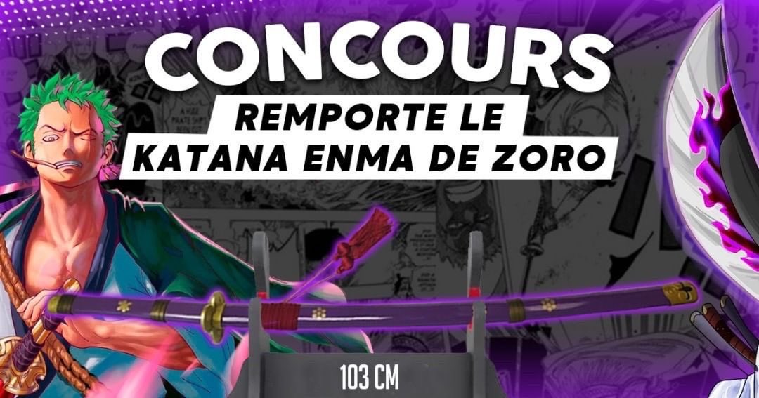 animeofr's tweet photo. 🎁 CONCOURS 🎁

Remporte le katana Enma (103cm) de Zoro dans #OnePiece !🔥

Pour participer il suffit de :
 - RT le tweet 🔁
- Follow @Mekmek_tv ✅
- Être présent le 08 mai à 20h30 sur le live pour le tirage ! 👤 https://t.co/4TJkt0vAqE