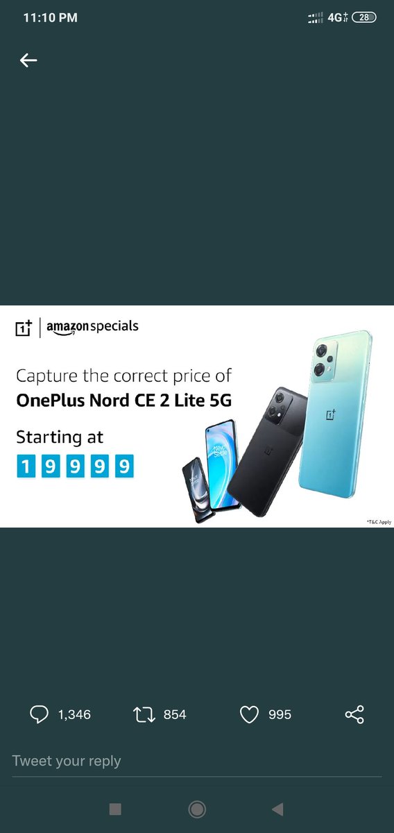 Ash_83's tweet photo. @amazonIN #ContestAlert - Take a screenshot when the correct price appears and share it in the comments with #OnePlusNordCE2Lite5GOnAmazon to win OnePlus smartbands.

#AmazonSpecials https://t.co/EFZU8tsNTv https://t.co/Hfl81PyuLB
