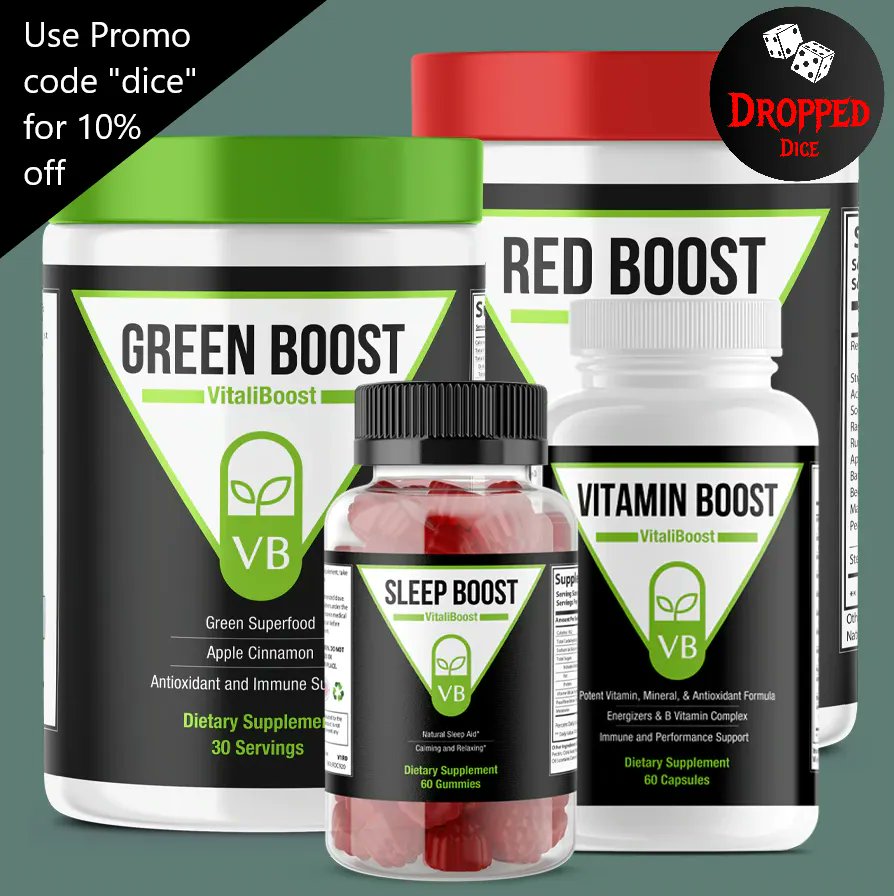 If you're like us, a mix of #dnd nerd and #gymrat, then check out Dropped Dice's first sponsor @VitaliBoost and use our code for 10% off all your #supplements #ad