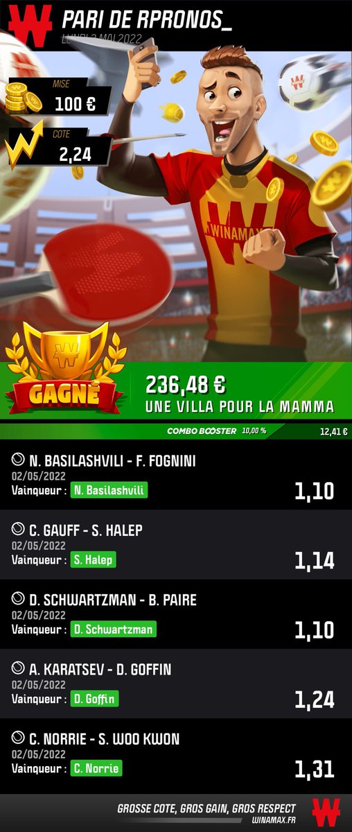 Rpronos_'s tweet photo. Le 2 ticket que j’ai fais , là j’ai pris du live sa a payer les pronos tennis c’est super costaud en se moment ! #TeamPronos #TeamParieur https://t.co/n2rF6whJZC