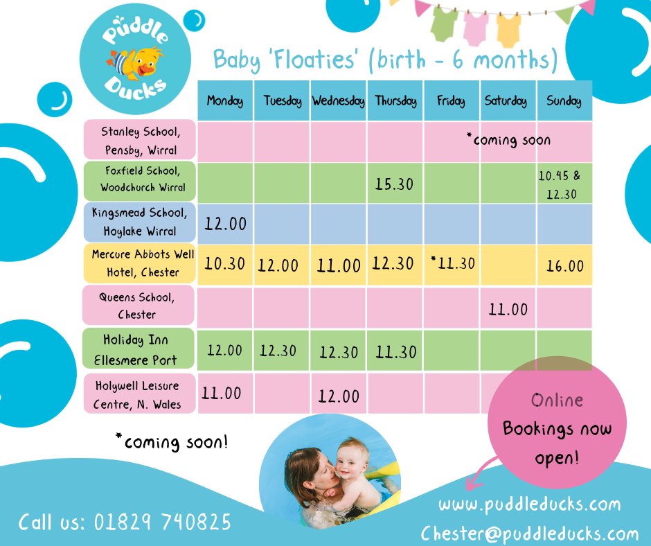 💦Bank Holiday Monday SALE !💦 

✉️Book your Floaties lessons (suitable for newborns up to 6 months) and once we have received your online booking - we will add an extra lesson for FREE! 

bit.ly/2R56KP4 
✍️Ts and Cs apply.