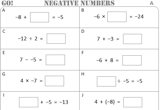 New! Lots of resources for Numeracy Revision - Directed Numbers (Free for everyone!)