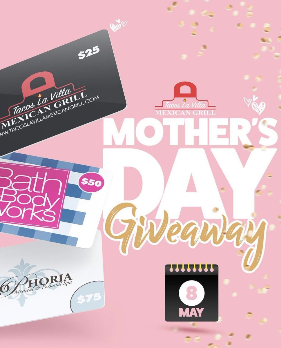 MOTHER’S DAY GIVEAWAY 🎉

Enter today to win the perfect gift for this Mother’s Day! 🌹

Head over to our IG (:tacoslavillamexicangrill) for more details. 

Best of luck 🙏🏼😊