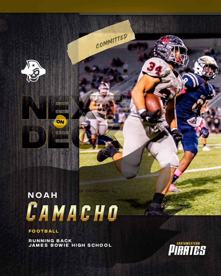 Southwestern FB (@supiratesfb) on Twitter photo <a href="/SUPiratesFB/">Southwestern FB</a> football welcomes <a href="/BowieDawgs/">Bowie Football</a> RB Noah Camacho <a href="/NoahCamacho11/">Noah Camacho</a>
#GoPirates | #BeSouthwestern | #GiveNoQuarter <a href="/SUPiratesFB/">Southwestern FB</a> football welcomes <a href="/BowieDawgs/">Bowie Football</a> RB Noah Camacho <a href="/NoahCamacho11/">Noah Camacho</a>
#GoPirates | #BeSouthwestern | #GiveNoQuarter
