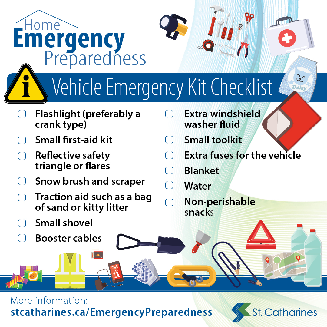 St. Catharines on X: Emergency Preparedness Week: #ReadyForAnything Do you  have an emergency kit in the car? Use the handy checklist below to create  your own during #EPWeek2022 Know the risks 