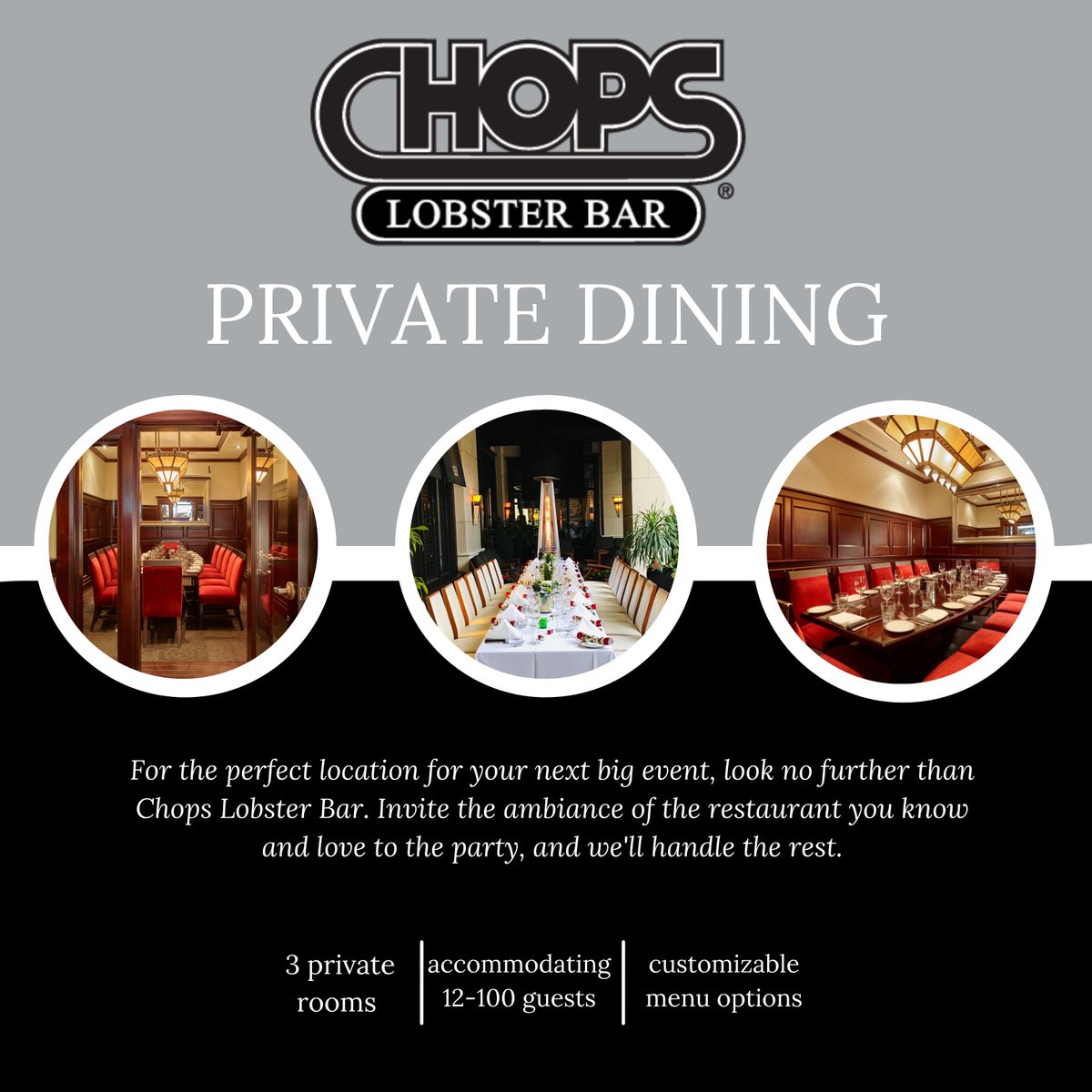 ✨CHOPS LOBSTER BAR✨ ranks among the Zagat Survey’s top choices for food, service, décor, steaks, seafood and business dining each year. Join us to see for yourself! 😏