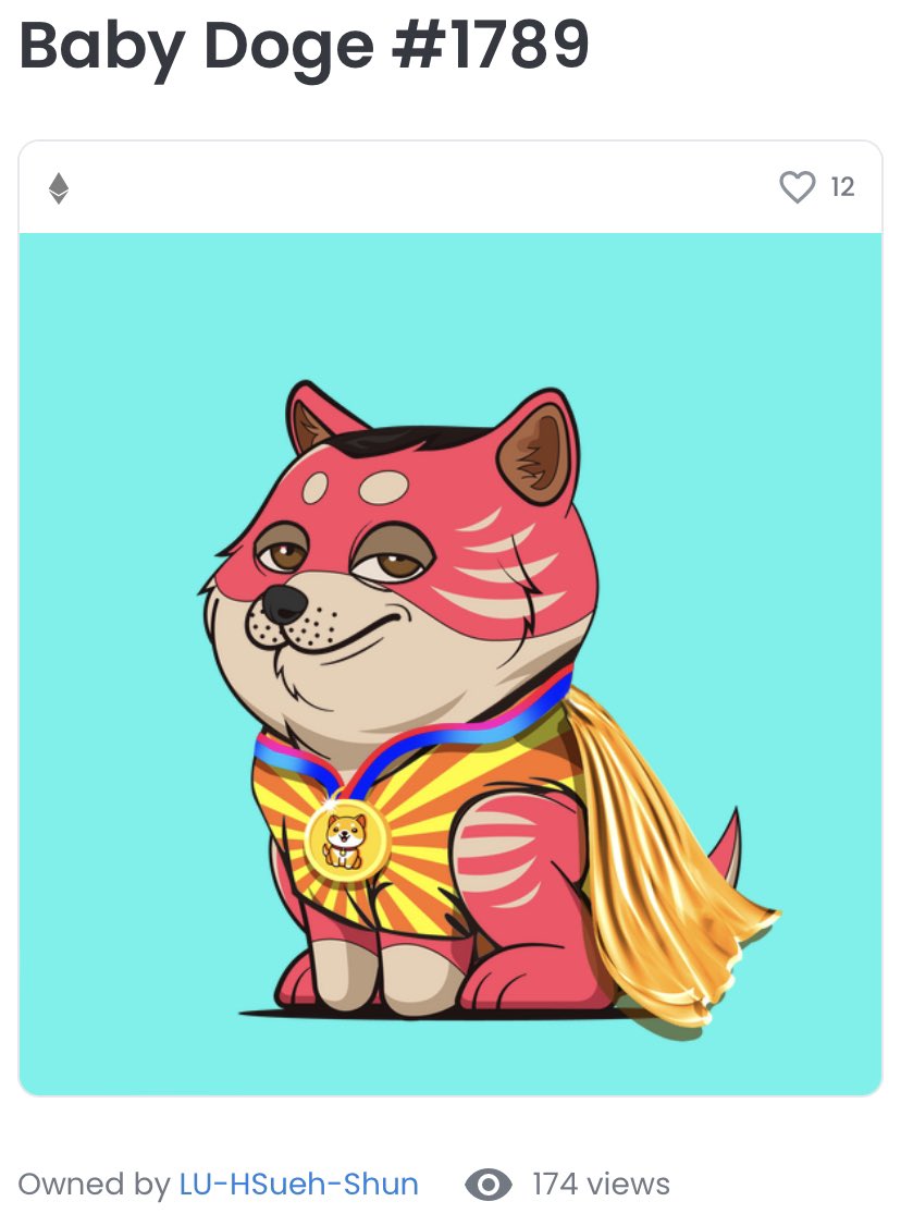 BabyDogeNFTs's tweet photo. Baby Doge #1789 

Just sold for 3.68 ETH ($10,287.55) 🔥

https://t.co/0CmmwGdZNl https://t.co/rwMbB0FbiY