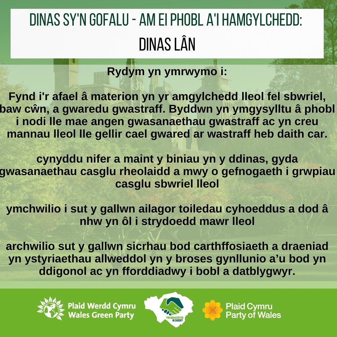 🌳Depressed seeing dog poo strewn on the streets? Lamenting the litter blowing everywhere? 

🗳A vote for us is a vote for a party who prioritises cleaning up the city to make it a place that we all enjoying living in

📲 read more of our manifesto at commonground.cymru