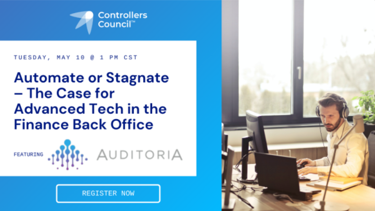 Join us on May 10th for "Automate or Stagnate: The Case for Advanced Tech in the #Finance Back Office" with <a href="/ControllersCncl/">Controllers Council</a>. 

We will explore back office challenges and share how #automation can solve these problems.

Register here: share.auditoria.ai/3OT8qXs