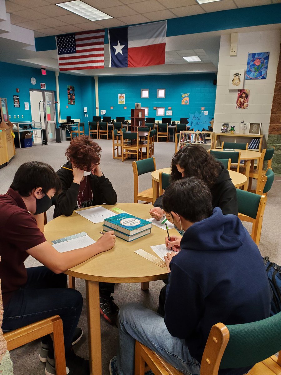 SBrandon_MMS's tweet photo. Paint chip and Haiku writing this week! Yes, please! Our Moose poets are writing wonderful poems! @VeronicaH_MMS @DrCarrasco_MMS #TeamSISD #SISDLibraries #SISD_READS #MHSLibrarians #RAMS_READ https://t.co/KuGiY3ML8B