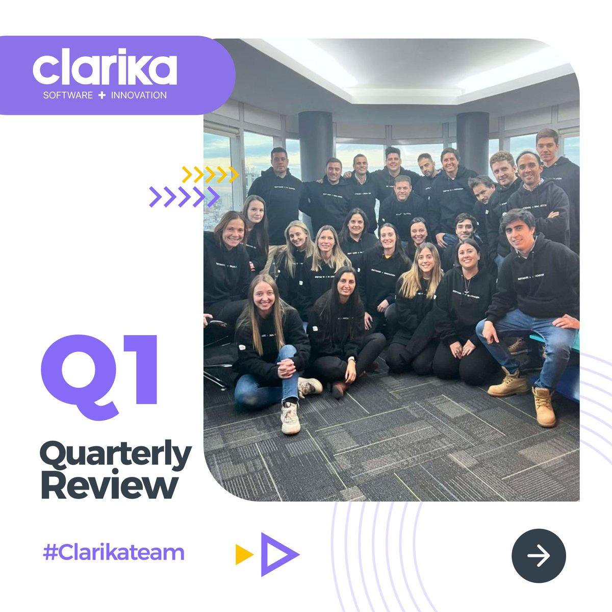 clarikagroup's tweet photo. Last Friday, we met again for another successful quarterly meeting to review our achievements and the next goals.  
We're super proud of our #ClarikaTeam, and all that we've achieved in Q1 - and look forward to a big Q2! 😁💪

#Softwarecompany #Devsteam  #Teamwork #Innovation https://t.co/ddZtr1ML3x