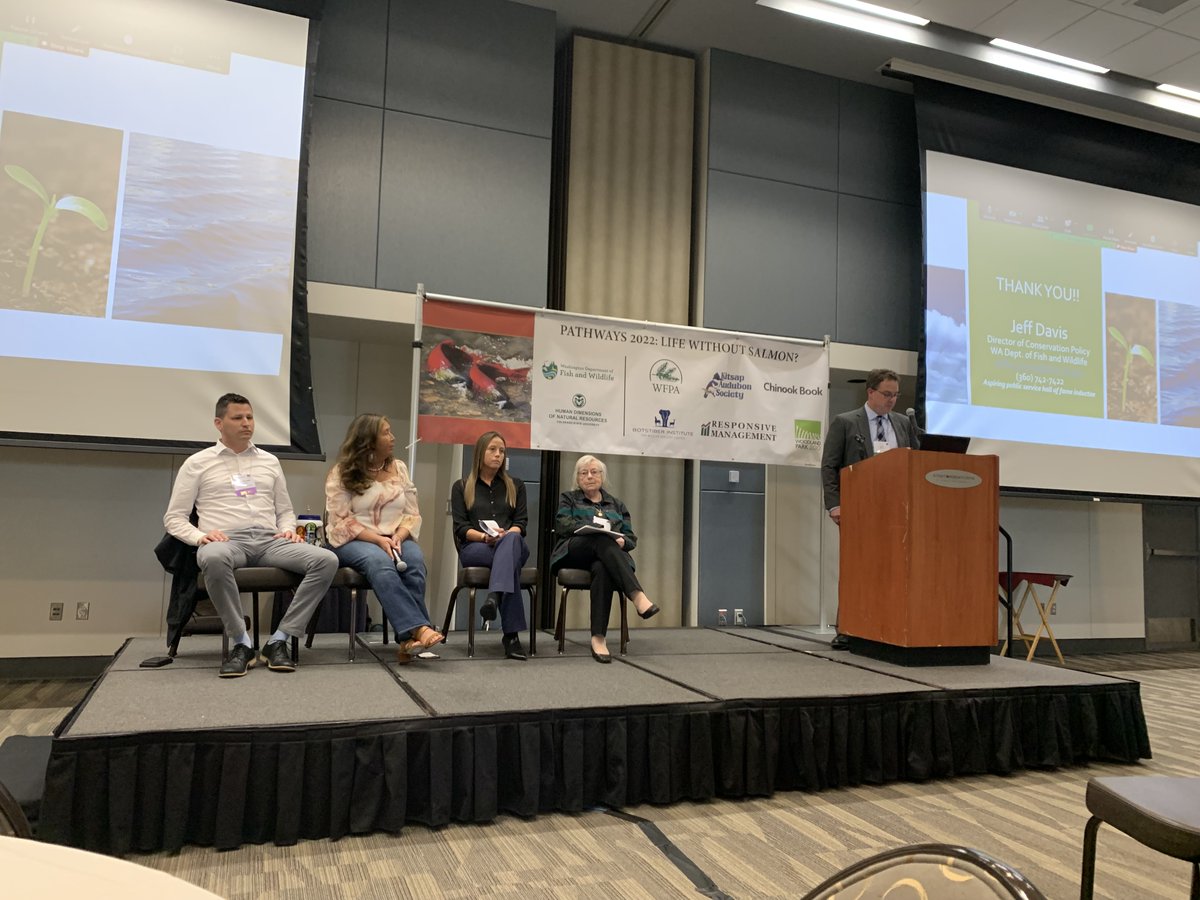 PathwaysCon's tweet photo. Yesterday was the first day of our Pathways: Life Without Salmon? Conference. Here are a few pictures from our first plenary panel. Looking forward to spending the rest of the week with you all! #pathwaysHDW #salmon #PNWconference -via Whova Event App https://t.co/O053hAnNzE