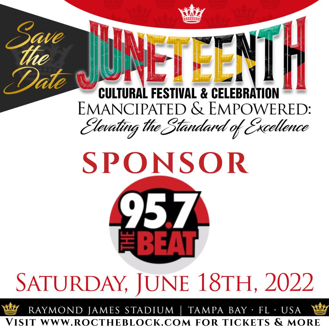 AfroGanixLLC's tweet photo. 🚨So excited to announce that @iHeartRadio ’s @TheBeatTampa - Tampa Bay’s #1 For Hip Hop, R&amp;B, &amp; @breakfastclubam WBTP-FM is now an official Sponsor of @ROCTheBlockFest ’s TAMPA BAY JUNETEENTH FESTIVAL We’re truly excited for this partnership…👉🏾 https://t.co/SmCawd8DYe https://t.co/AJXbosZen8