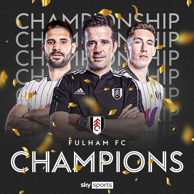 SkyFootball's tweet photo. Fulham are crowned champions at Craven Cottage! 🏆