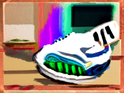 kpimmel's tweet photo. 'a sneaker' #badAIart https://t.co/qzF9FNZYay