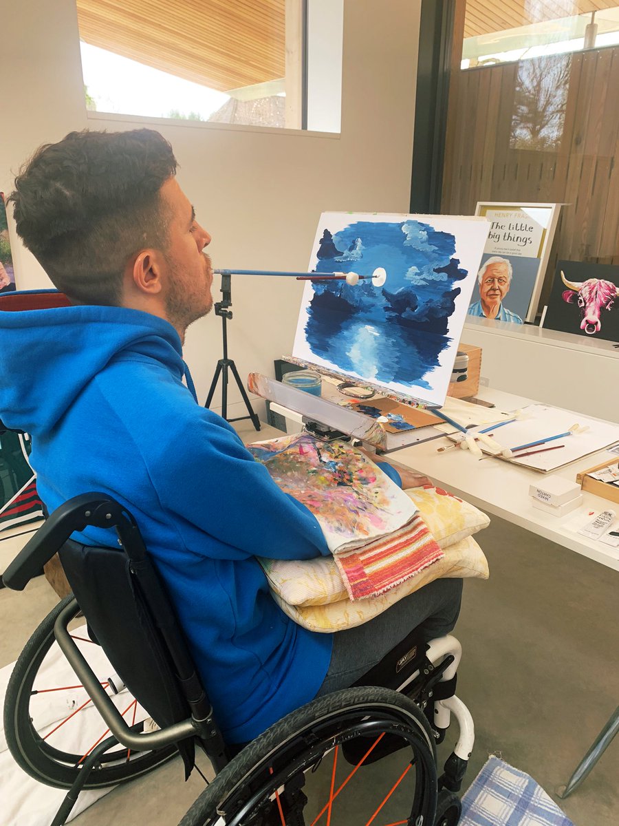 My mouth painting - Moonlight on the sea.

I can only paint using my mouth.