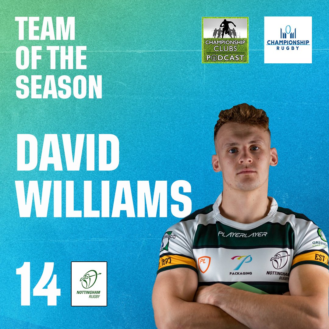Taking the No. 14 jersey in the #ChampRugby 𝐓𝐞𝐚𝐦 𝐨𝐟 𝐭𝐡𝐞 𝐒𝐞𝐚𝐬𝐨𝐧, <a href="/NottinghamRugby/">Nottingham Rugby</a>'s all-time leading try-scorer in The Champ: <a href="/dcwilliams_/">David Williams</a> 🏹 

🎙 Listen to the full <a href="/ChampClubsPod/">Championship Clubs Podcast</a> verdict here: apple.co/3L3qJqJ