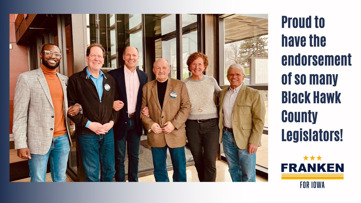FrankenforIowa's tweet image. Our team is fortunate to have one of the best Political Directors in the state, @rasforiowa!
Over the weekend, @TimiForIowa announced her endorsement of my campaign, and I am honored to have her support along w/@bobkressig, @Williams4Iowa, &amp;amp; @DotzlerBill.