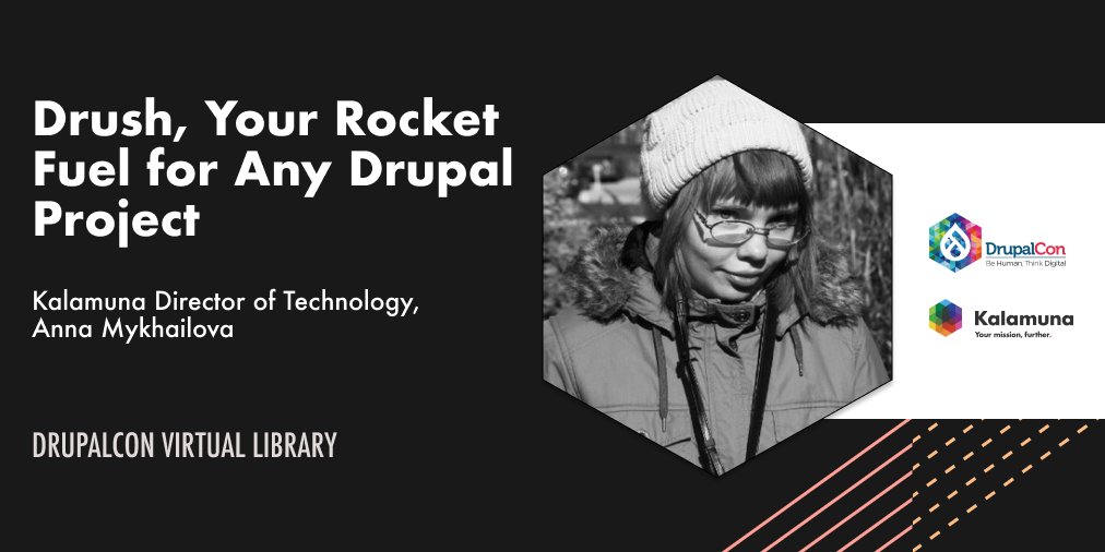 kalamuna's tweet photo. Reminder that our Director of Technology, @sunnyenotick, has recorded a session for #DrupalCon2022 covering Drush (DRUpal SHell) and how it can help you automate repetitive tasks for your websiteโs operations. Find it in @DrupalConโs virtual library! https://t.co/NAW1BYEUVZ