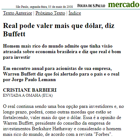 RRytenband's tweet photo. O que eu achei da recente declaração de Buffet sobre o Bitcoin?
A mesma coisa que achei em 2008, quando ele disse que o Real valeria mais que o dólar: NADA. 
Respeito opiniões de terceiros, mas o meu foco sempre estará nos fundamentos. https://t.co/9ubaogHtFW