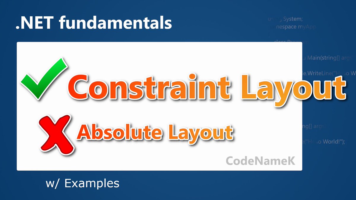 CodeWithSaar's tweet image. Constraint? Relative? Frame? Could be confusion at the beginning. Let&apos;s sort them out:
youtu.be/OzTwh1ZqFM4 #Xamarin #AndroidDev