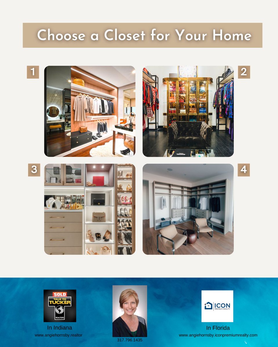 Talk about a dream closet! Which closet do you choose to have in your home? You can only pick one of these four! I like #3!

#dreamcloset #closetgoals #walkincloset #fashioncloset #thisorthat #homegoals #homedecorideas #interiordesigngoals #realestate