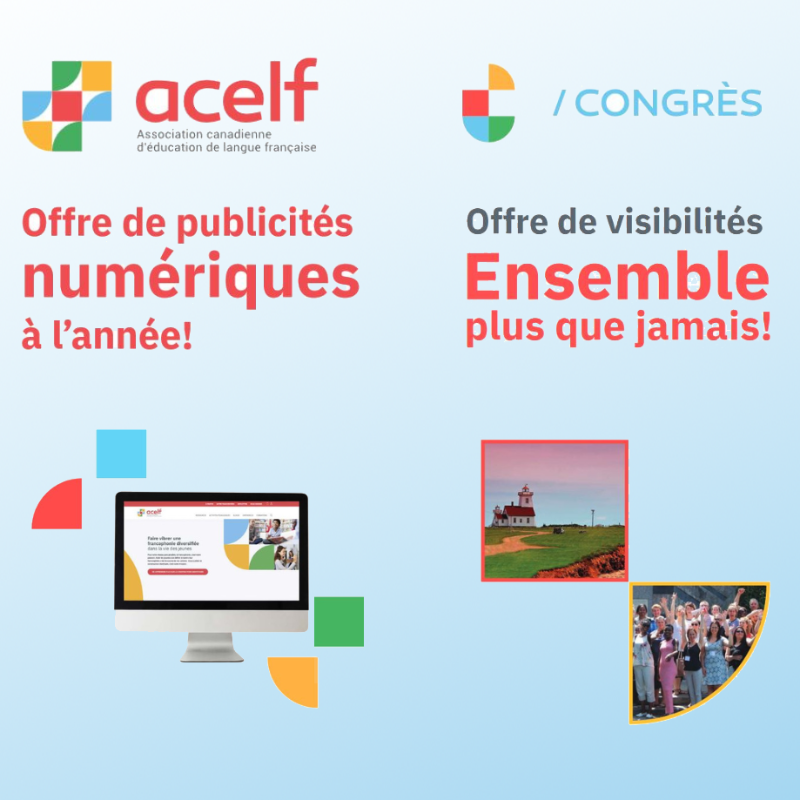 _ACELF's tweet photo. Distinguez-vous. Captez l’attention 🎯 sur vos outils et vos ressources. Devenez partenaires de notre congrès 🏨 (6 et 7 octobre à Charlottetown). Ou affichez-vous avec nos publicités numériques. Découvrez toutes les visibilités que nous avons à vous proposer!
#frcan