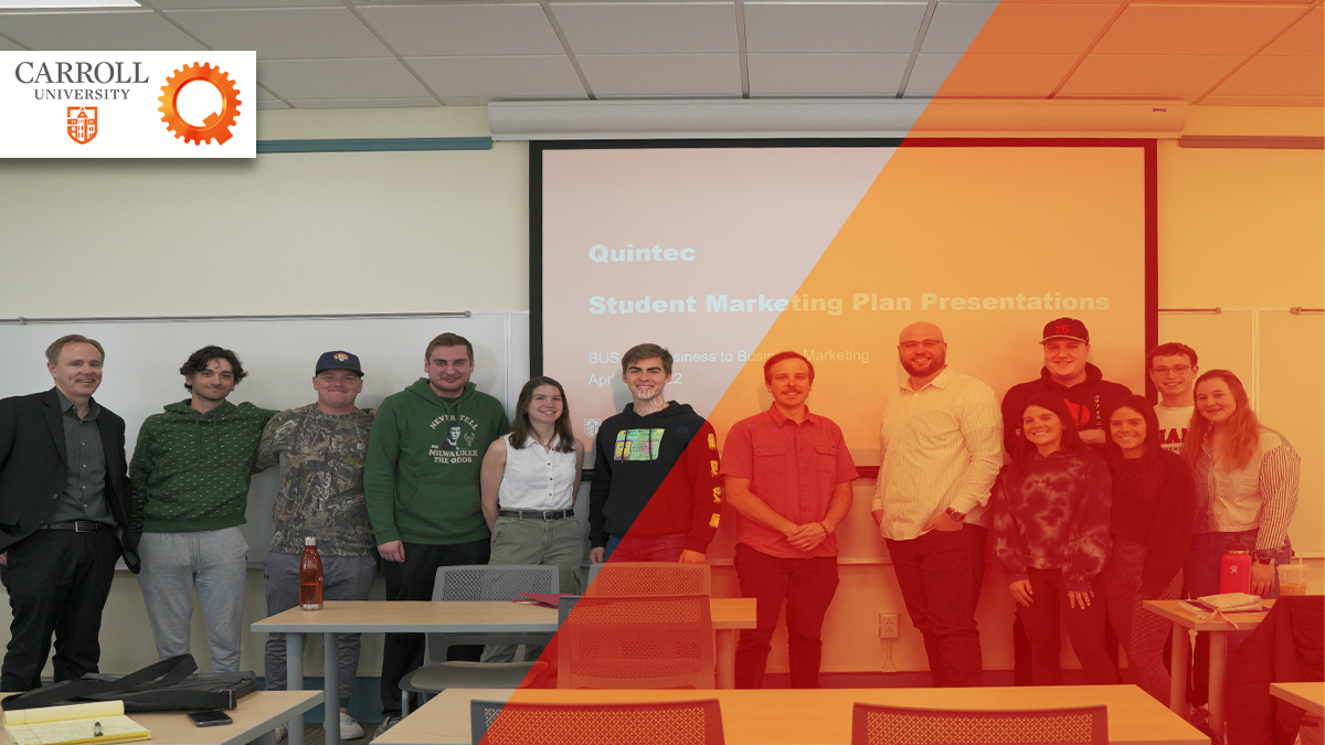 QuintecConveyor's tweet photo. Thank you to @carrollu for allowing Quintec Integration to work with their B2B Marketing Class students on creating marketing plans for our business. Last week the students presented their final recommendations to our team on campus.

#Quintec #Carrollu #materialhandling https://t.co/RtJ5U6xvhv