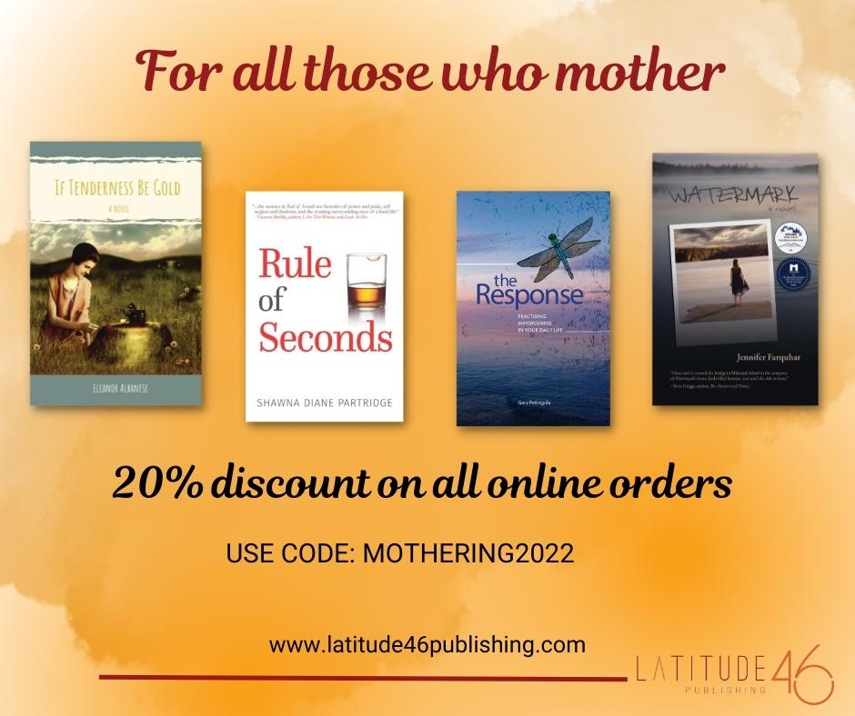 Lat46Publishing's tweet photo. A special day for those who mother is coming very soon. To help them feel special we are offering 20% off our entire collection of books! Make it easy and send a gift card. Use the code: MOTHERING2022 at the checkout.
#mothersday #formother #May8 #bestgift https://t.co/ip906b6Q1N