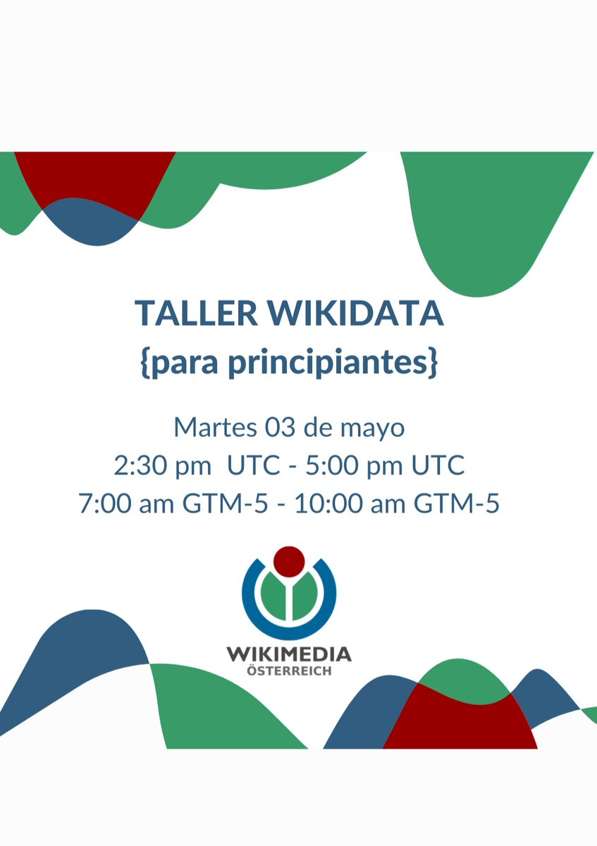 Wikimedia_mx's tweet photo. 🔍🖼️MAÑANA, @espejolento compartirá un taller introductorio a @wikidata, la base de datos de los proyectos @Wikimedia.
🇲🇽/🇵🇪/🇨🇴 9:30 h
🇨🇱 10:30 h
🇦🇷 11:30 h
Súmate aqui: https://t.co/M1PnpEu9hi
Organiza: @WikimediaAT
#IMD2020 https://t.co/14v99oVYxd
