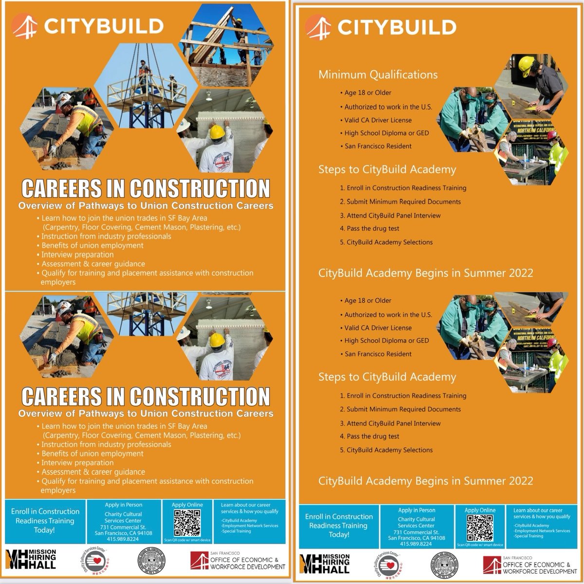 SFHumanRights's tweet image. ARE YOU INTERESTED IN PURSUING A CAREER IN THE SAN FRANCISCO CONSTRUCTION INDUSTRY?

CityBuild Academy Free Vocational Training Opportunities. (A #DreamKeeperSF Community Partner) 

Learn more @ 
oewd.org/city-build