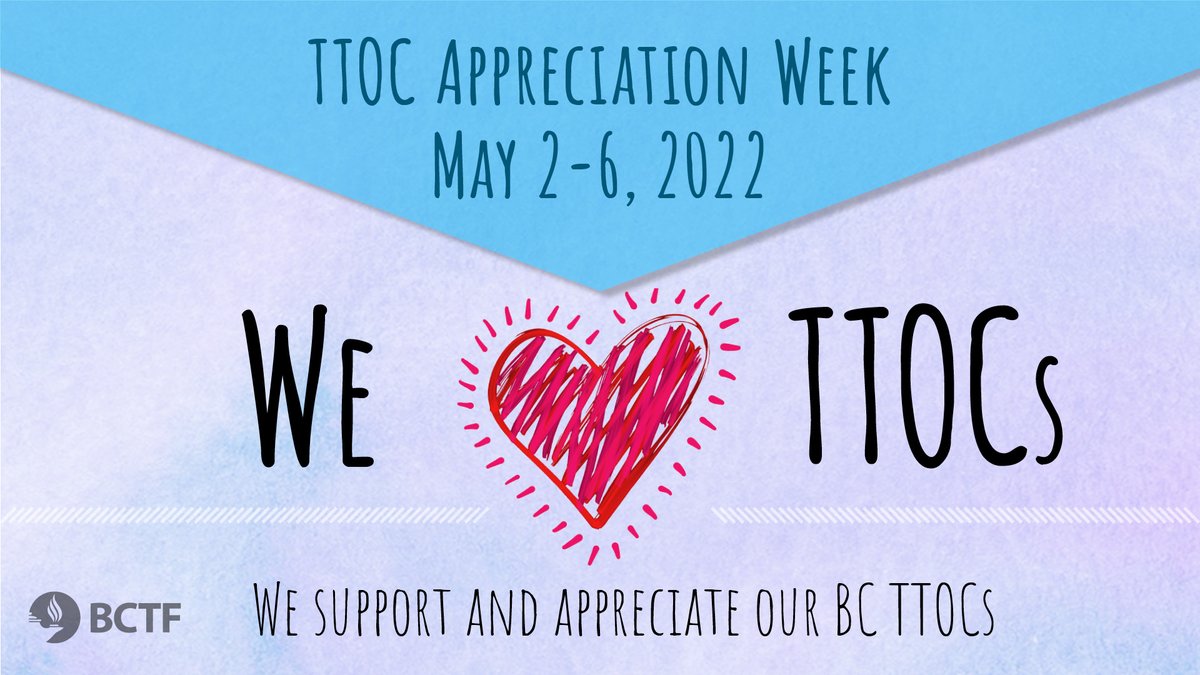 bctf's tweet image. Happy TTOC Appreciation Week to #bced's amazing Teachers Teaching on Call! Thank you for your commitment to supporting student learning, even under the most challenging circumstances. Our schools could not function without you and we deeply appreciate the work you do #bcpoli
