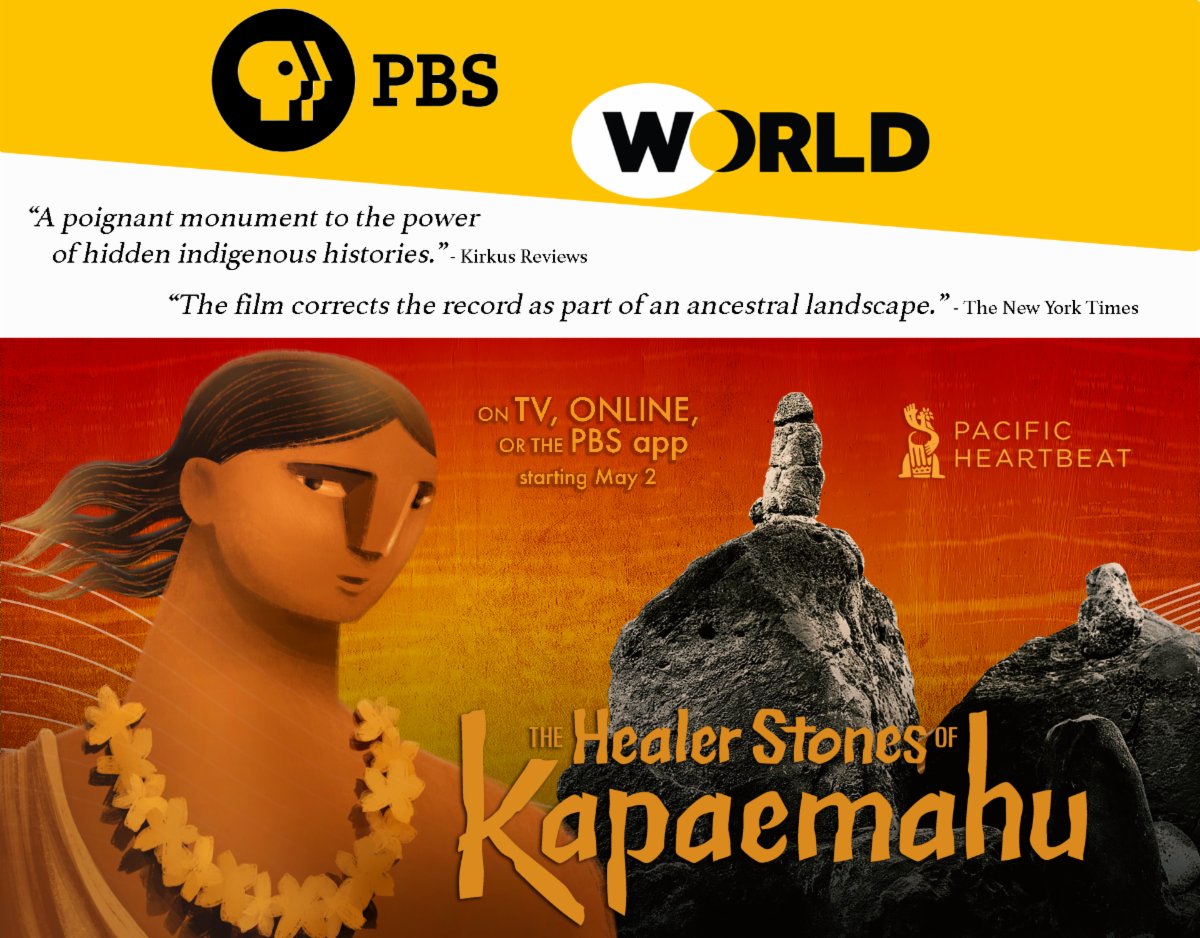 LIVE PREMIERE of this new doc on June 17 at Honolulu’s Bishop Museum: The Healer Stones of Kapaemahu. 

Available to watch on small screens everywhere too, starting May 2!

Check your PBS station guide for details.

Online: worldchannel.org/episode/the-he…