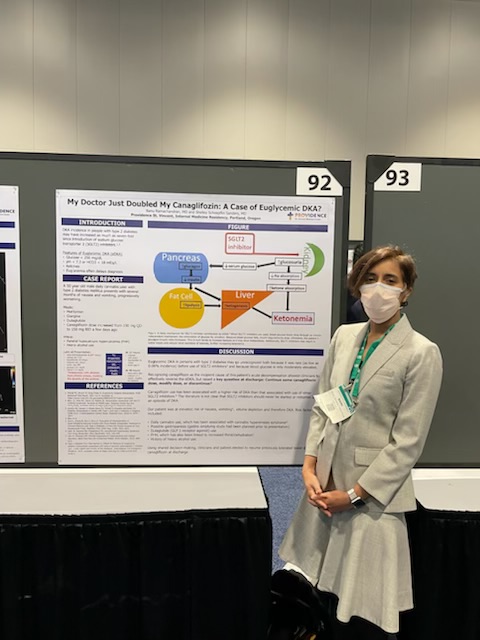 PSVIMResidency's tweet photo. An outstanding piece of scholarship by Banu Ramachandran with her ACP presentation on a case of Euglycemic DKA related to the SGLT-2 inhibitors.  Strong work on an important topic!! #ACP #ACP2022 #scholarship https://t.co/OLC4hgDAXT