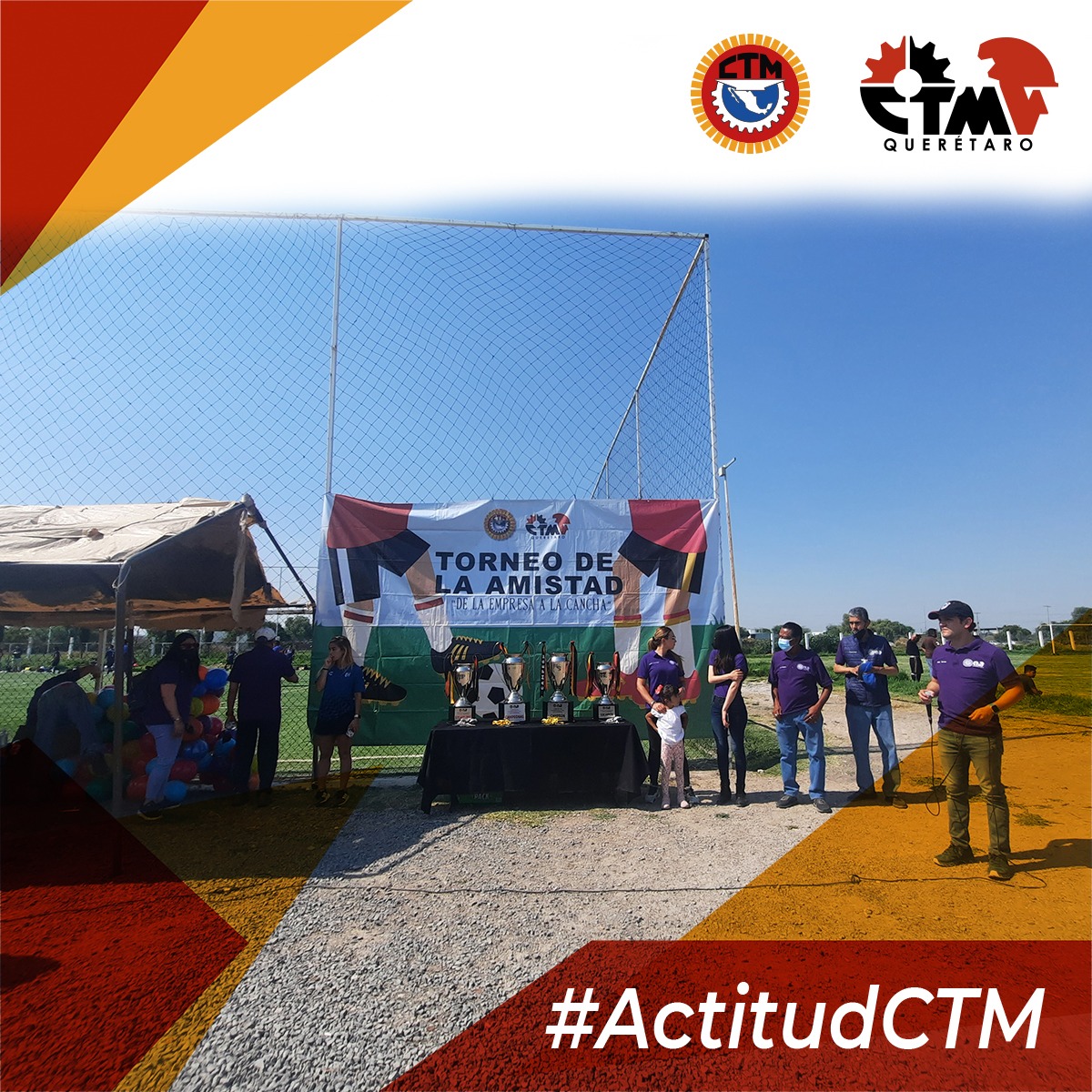 CTMQueretaro's tweet photo. En el marco del Día del Trabajo, realizamos nuestro tradicional Torneo de la Amistad 2022⚽👩👨
Con esta acción contribuimos a incentivar el deporte en la base sindical, con el fin de convivir y compartir. 💯🎉
#CTMQueretaro https://t.co/Cu6QpvzIGq