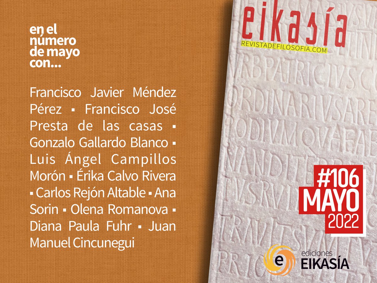 Ed_Eikasia's tweet photo. 🧐 Ya accesible en nuestra página web el número de mayo de Eikasía Revista de #Filosofía ¡No te lo pierdas!

🔗 https://t.co/2ipP7hit43 https://t.co/ljnSy8kR22