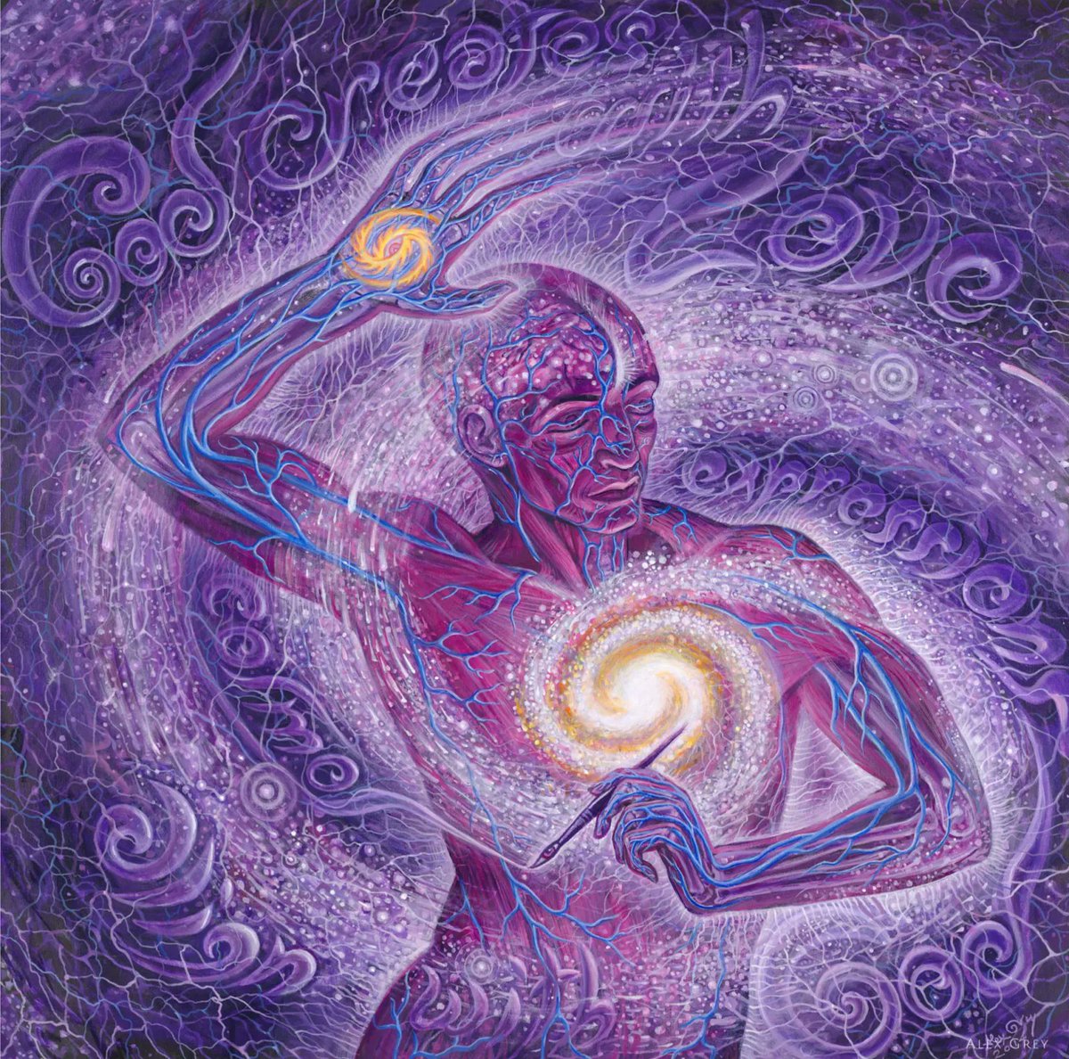 Art is a fractal of the universal creative mystery that birthed and evolves the galaxies. 
UNIVERSE means “uni” one, “verse”  poem or song. Creator sings one cosmic song, moment by moment, with infinite variations. All sounds, one symphony. 

Cosmic Artist, 2014