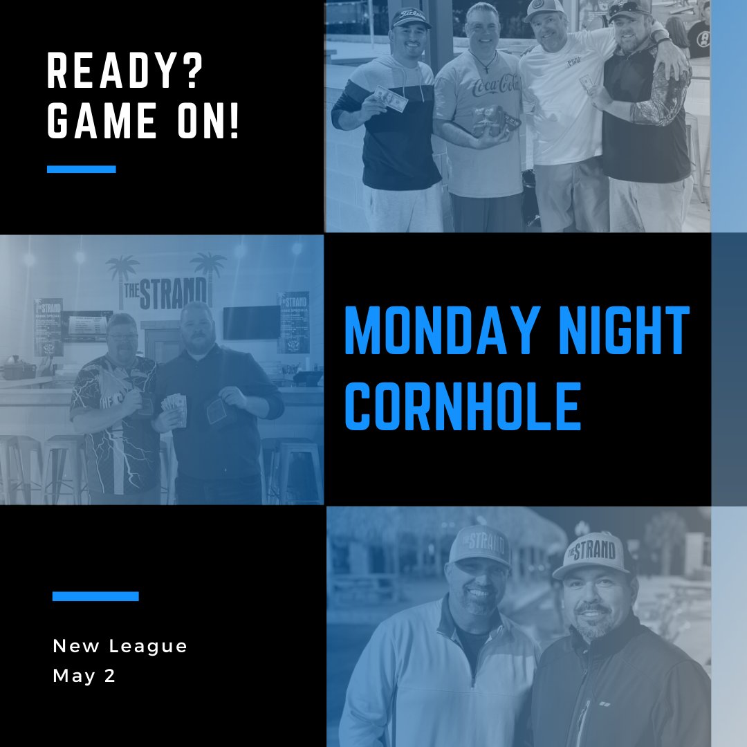 TheStrand692's tweet image. Our Spring II Cornhole League starts tonight! Looking forward to seeing everyone on the lawn! #Cornhole #CornholeLeague #MondayNight