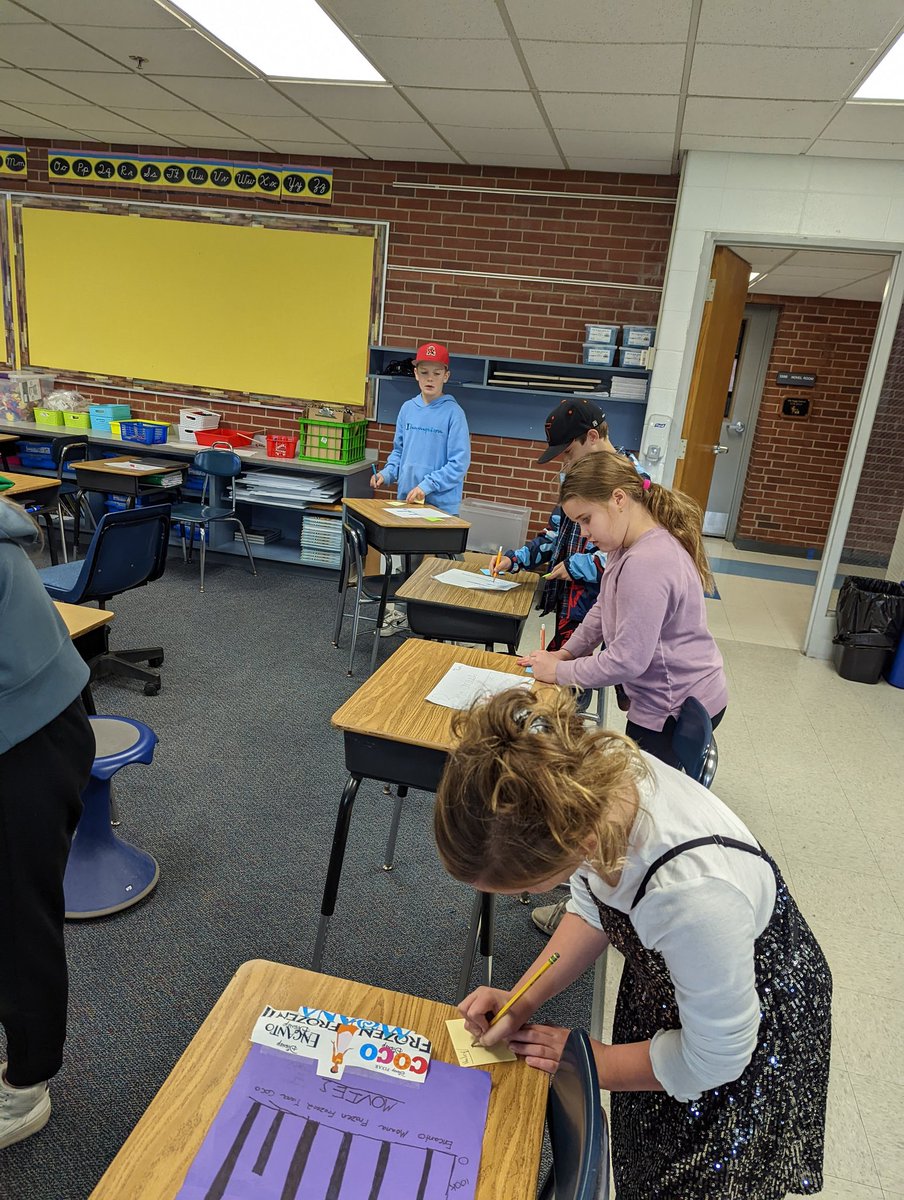 laurie_wasik's tweet photo. Math kiddos finishing up their graphing projects (chose a topic to research, chose the type of graph that best fit their data, chose the modality in which to create a graph(s)) with a gallery walk, providing specific feedback to peers. Way to go!! https://t.co/CI7jwRMAEA