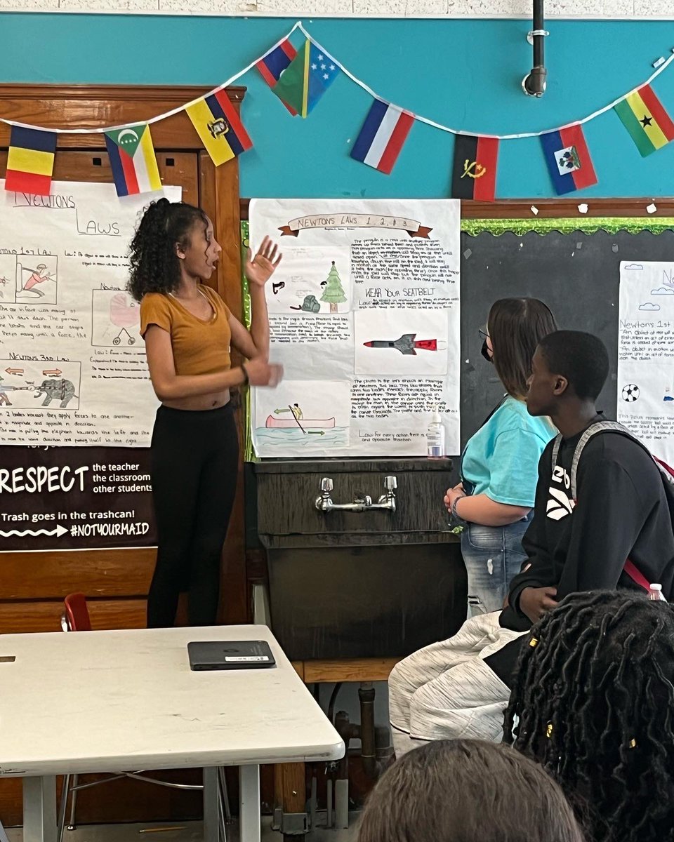 We’ve all heard of the laws of motion, but can you illustrate &amp; explain them? 8B’s science students sure can! Job well done to Mrs. Monteiro’s blue class on their presentations! #SlaterSpartans