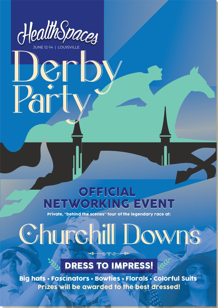 HealthSpaces's tweet photo. Break out those seersucker sport coats and summer dresses, polish up those Oxfords, brush off those Panama hats, and adjust those fascinators: We're throwing a Derby Party at the iconic Churchill Downs at #HealthSpaces '22! 🏇👒RSVP here: https://t.co/wPhwfVGsQJ https://t.co/WzzwRN5hEN