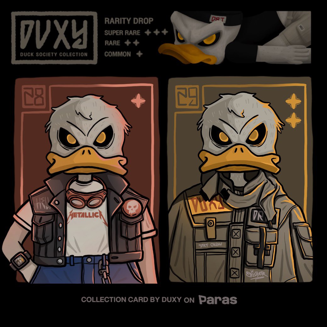 📌🔥 New Drop 🔥📌
🦆 Duxy Duck society collection cards  (1 - 5 Near) 

🔥😙Available now only on  paras.id

Let's check it out !👉🏼 paras.id/collection/dux…

#NFT #NFTs #NFTTHAILAND #NFTCommunity #NFTartist #nftcollector #PARASnft #paras  #NEARnft #NEARcollector