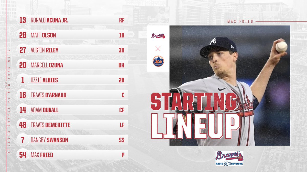 BravesRadioNet's tweet photo. It's #MaximumMonday. Fried goes in game one against division rival #Mets. First ⚾️ is 7:10. https://t.co/EfFGsdsdTL