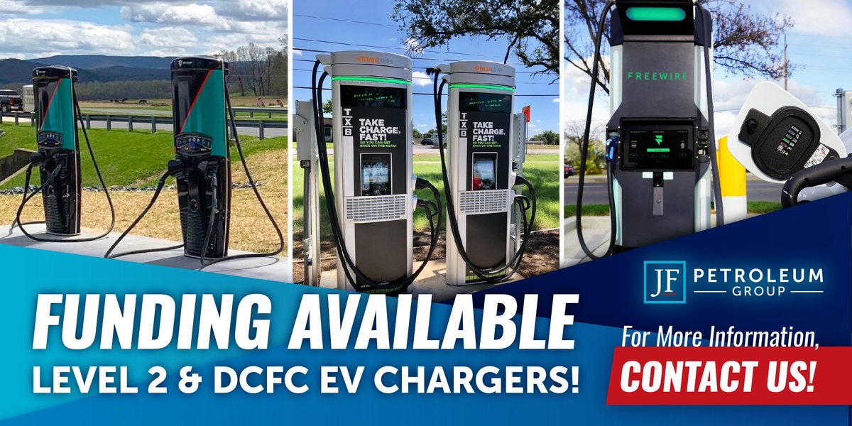JFPetroGroup's tweet photo. Funding is now available for EV charging through multiple infrastructure programs!⚡Take part of the charge! Contact us or visit our website to learn more: https://t.co/RrqpOogXdu

#evcharging #emobility #jfpetrogroup https://t.co/m68tQQfeZ9