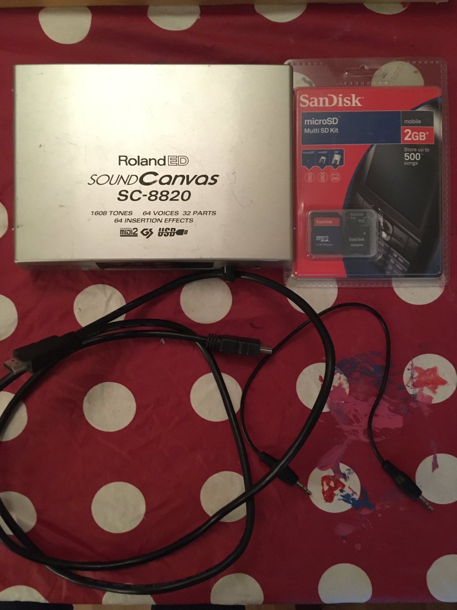 counivers's tweet photo. Dumpster diving with teh kids: #HDMI #minijack #sandisc #rolandsoundcanvas #sc8820 https://t.co/2BlukU9dF5
