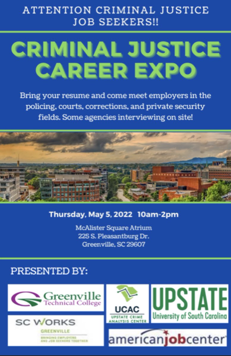 Stop by to see our recruiters on Thursday and learn more about how you can make a positive impact in Greer. #policingisapartnership #greerpd
