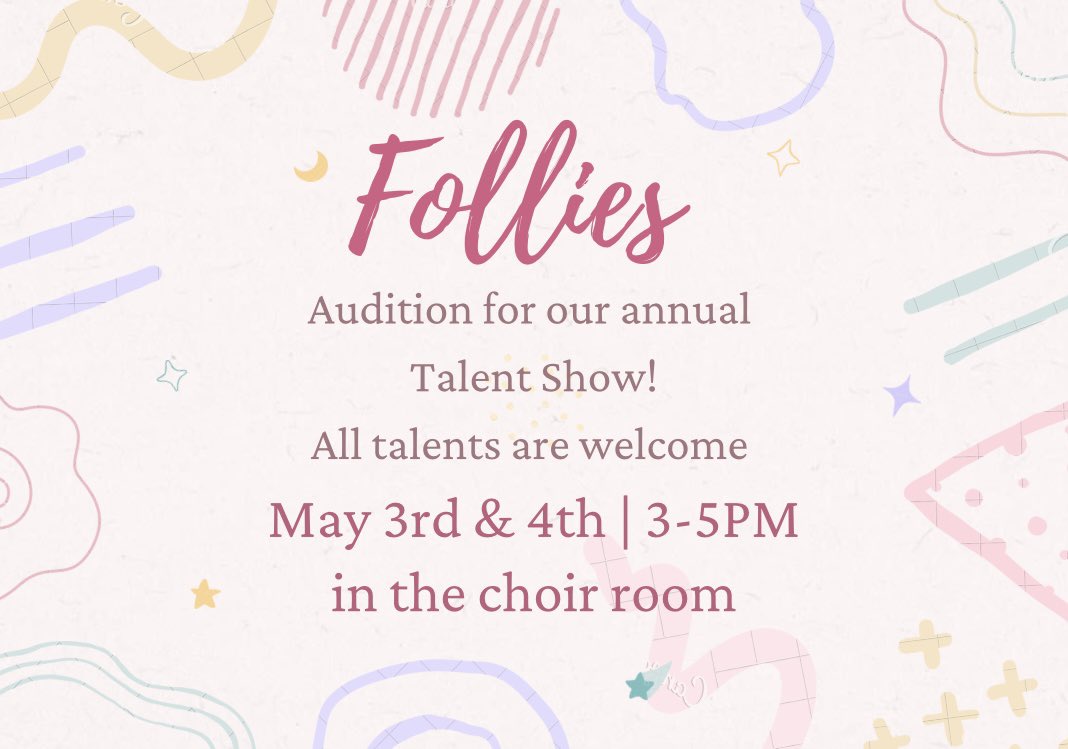 Hey y’all do you have a hidden talent no one knows about? Make sure to come audition the 3rd &amp; 4th in the choir room. #ramsgottalent
