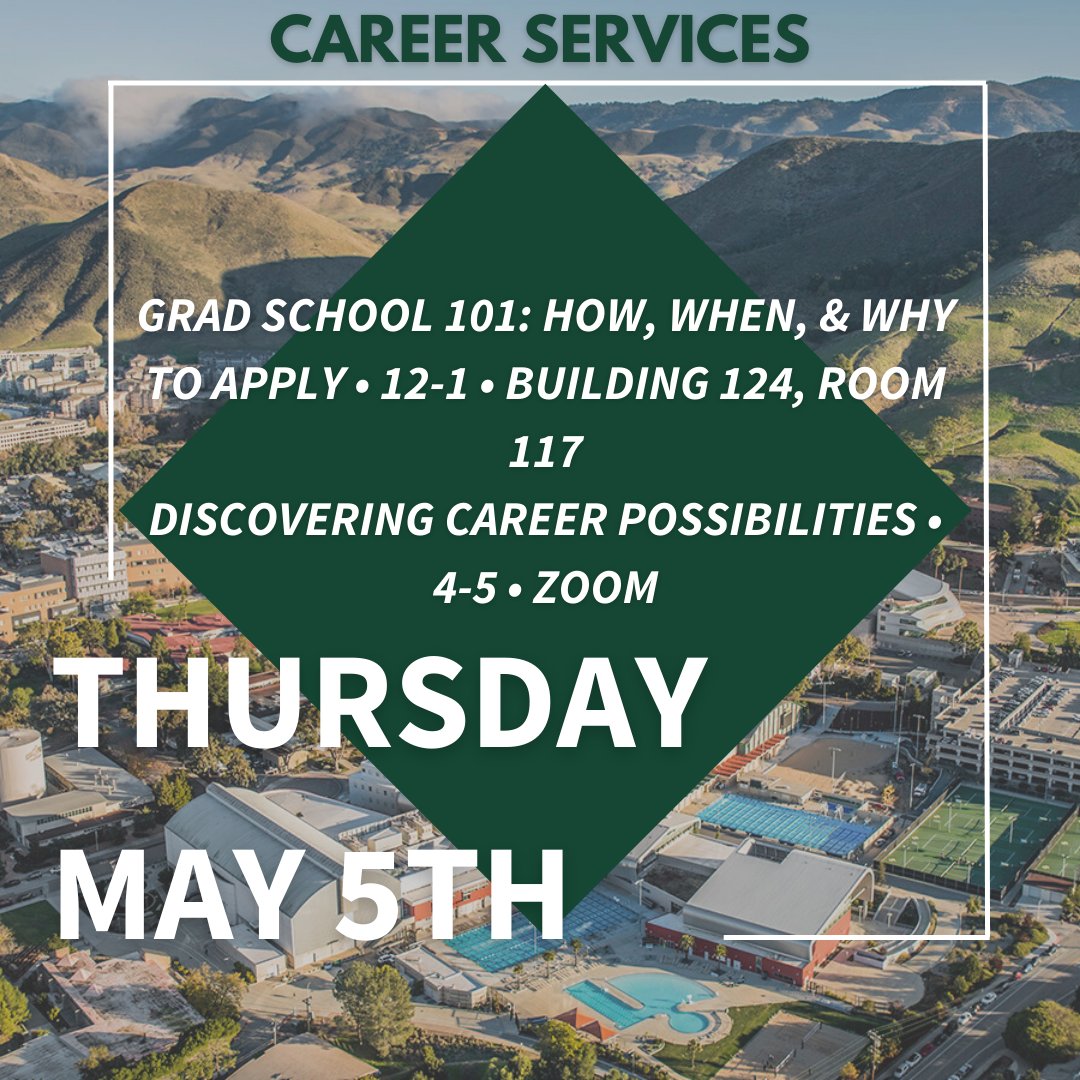 Happy week 6 everyone! The quarter is flying by and we are excited to bring you another week of exciting events! Here's the events for this week, &amp; take note,"Cookies with your Career Counselor" was recently added and will take place this Thursday from 3-4 in the Yosemite Lobby!