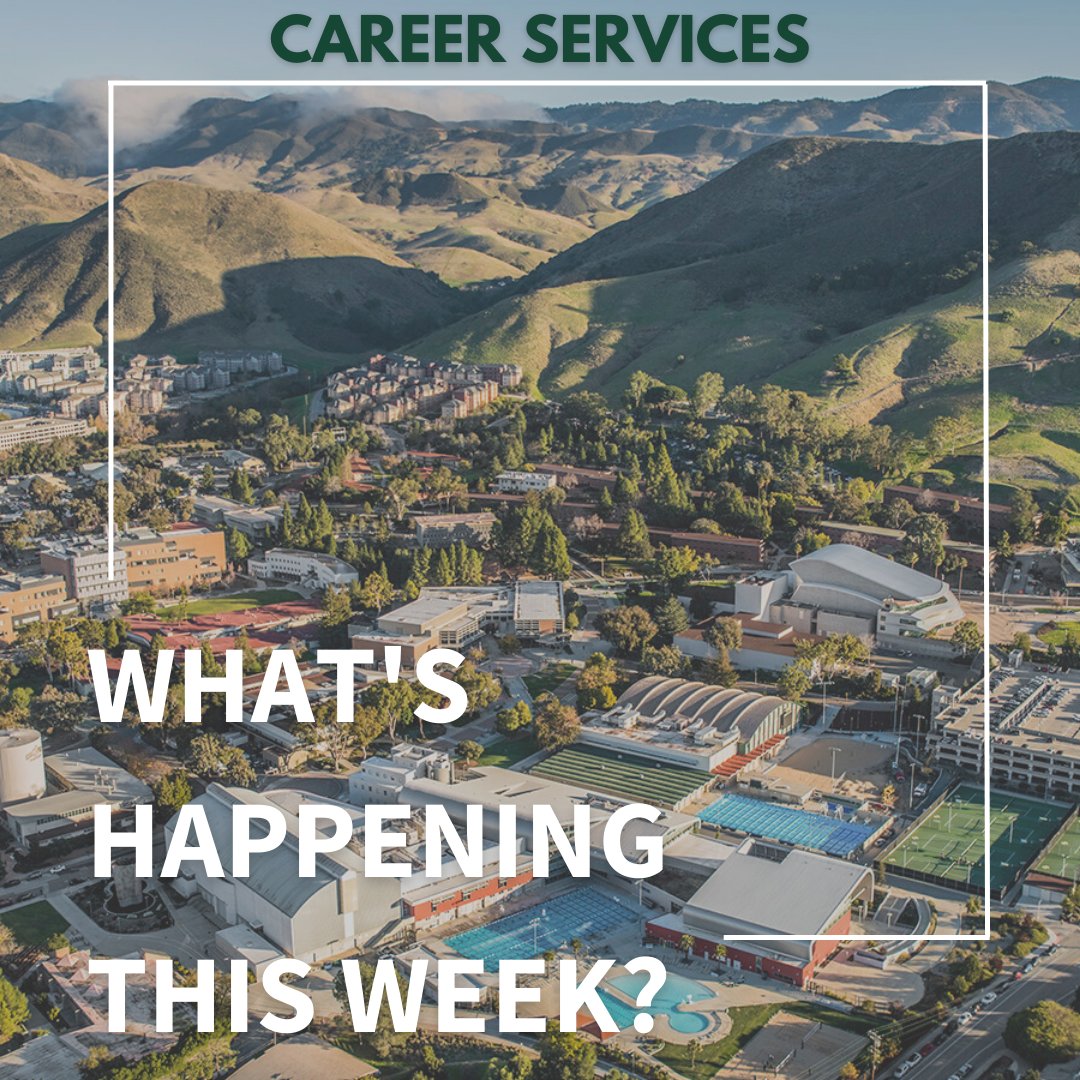 CPCareerServ's tweet photo. Happy week 6 everyone! The quarter is flying by and we are excited to bring you another week of exciting events! Here's the events for this week, &amp; take note,"Cookies with your Career Counselor" was recently added and will take place this Thursday from 3-4 in the Yosemite Lobby! https://t.co/HndLEgYKQv